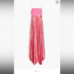 Alice + Olivia Ottoman-paneled Plissé-lamé Gown - Women - Pink Dresses - size 4